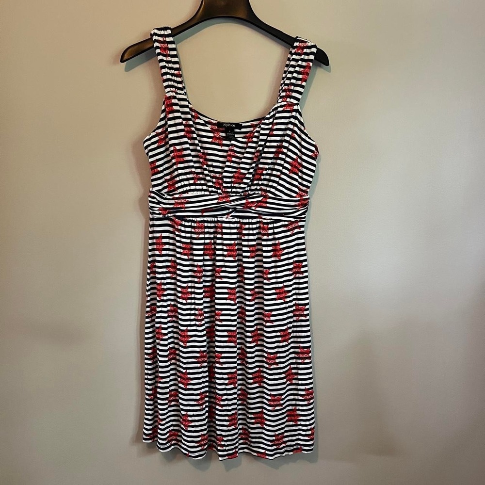 Style & Co. Stars & Stripes Large Babydoll Dress Patriotic Sleeveless America